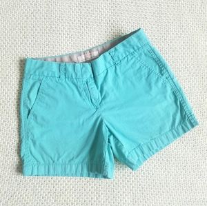 J.Crew green/ aquamarine chino shorts, size 2 VGUC